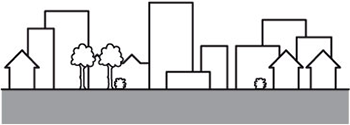 Area where at least 15% of the surface is covered with buildings with an average height above 15 m.